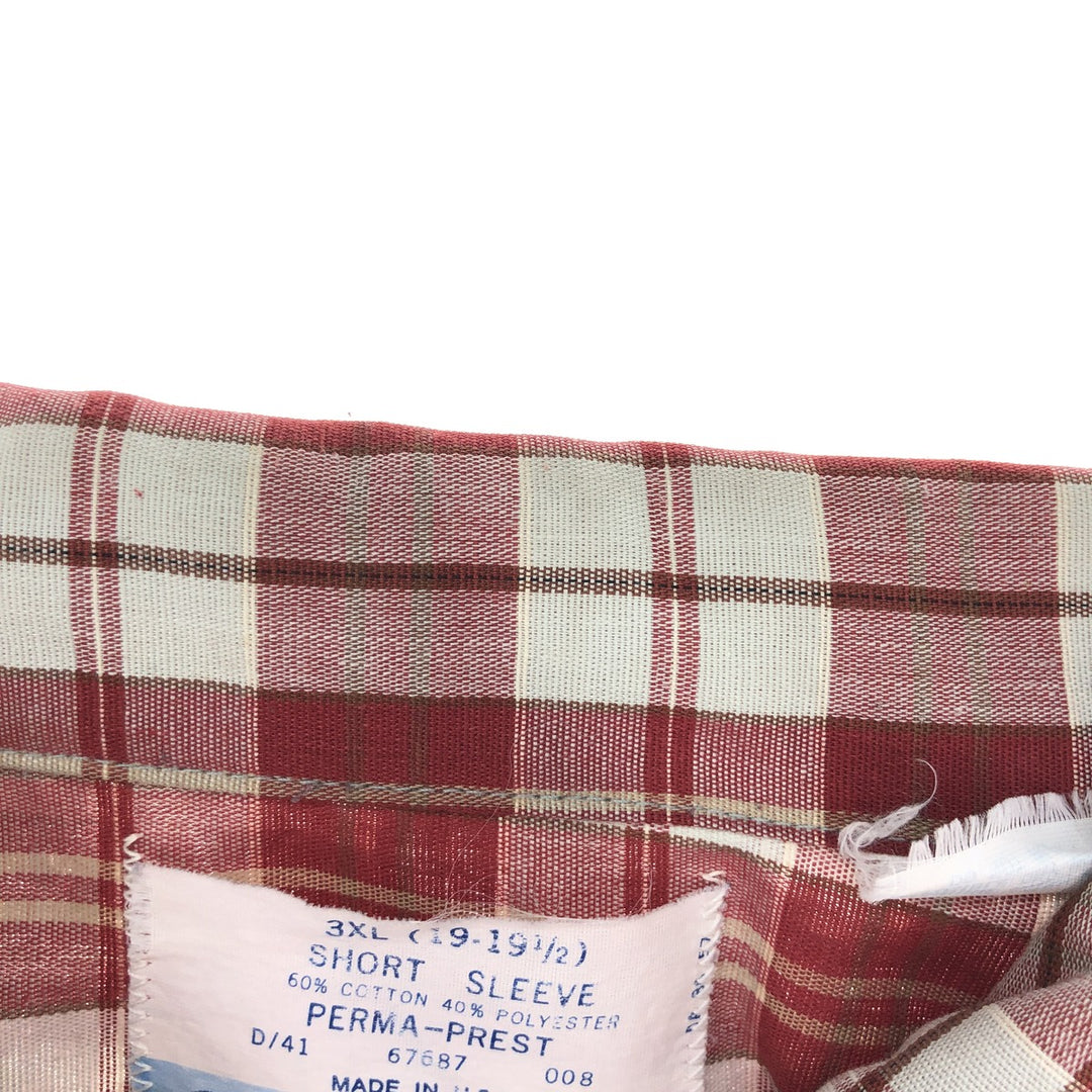 Big size 70'S Sears Fieldmaster Check Pattern short sleeve polycotton shirt made in USA men's XXXL vintage /eaa441634