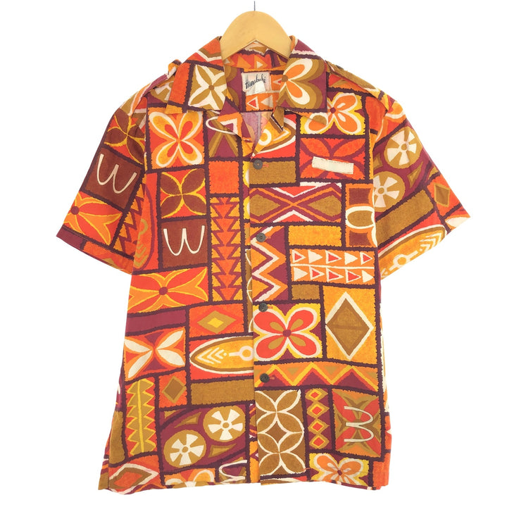 70'S Hanakahi all-over print open collar Hawaiian aloha shirt men's S vintage /eaa441637