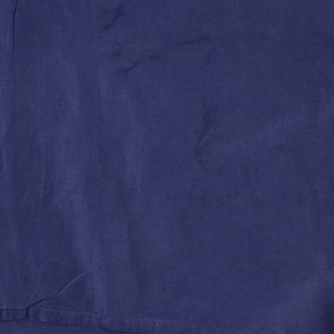 Big size Ralph Lauren POLO RALPH LAUREN short sleeve open collar linen shirt men's XXXL linen navy blue type Vintage Second Hand