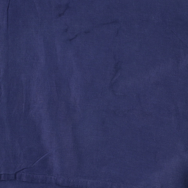 Big size Ralph Lauren POLO RALPH LAUREN short sleeve open collar linen shirt men's XXXL linen navy blue type Vintage Second Hand
