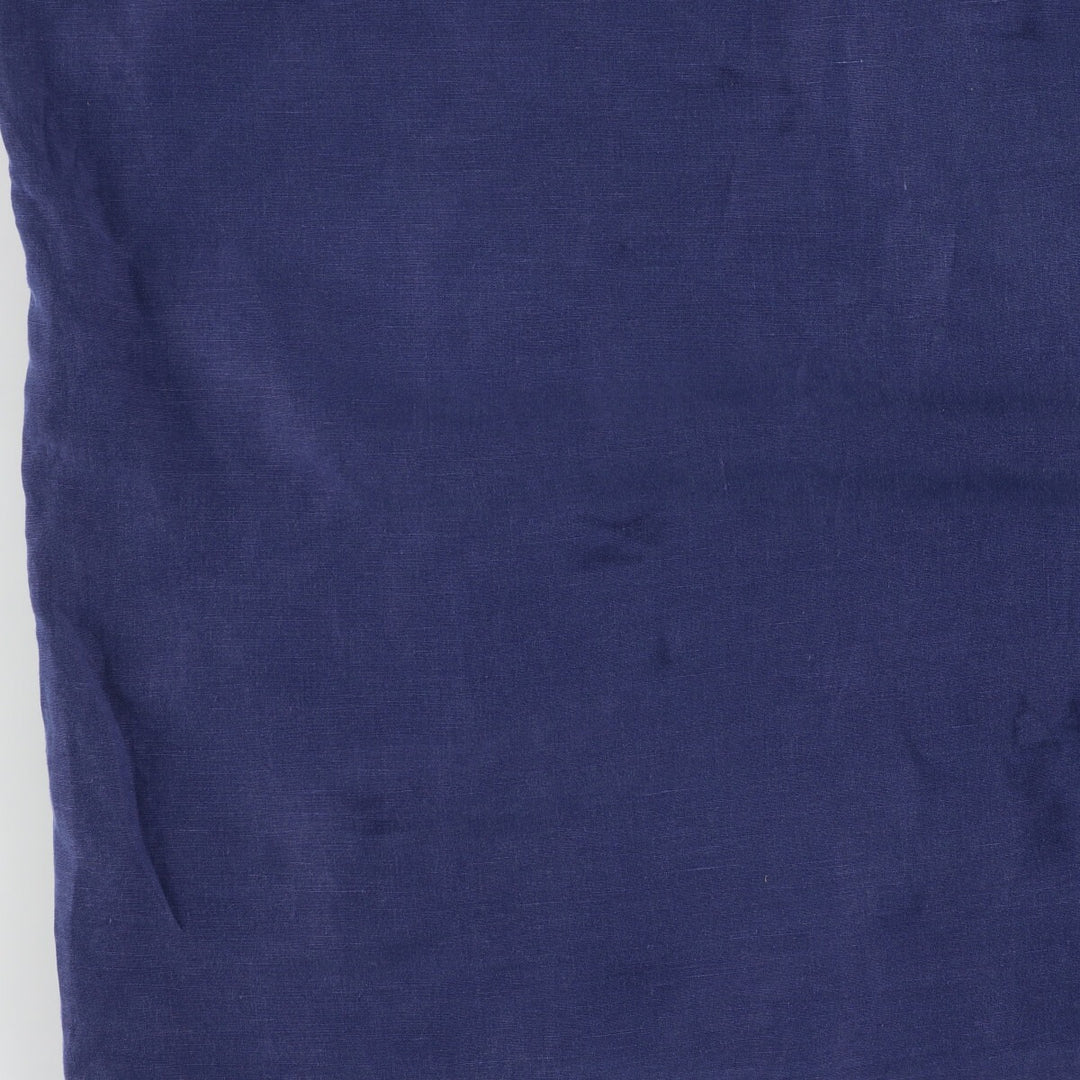Big size Ralph Lauren POLO RALPH LAUREN short sleeve open collar linen shirt men's XXXL linen navy blue type Vintage Second Hand