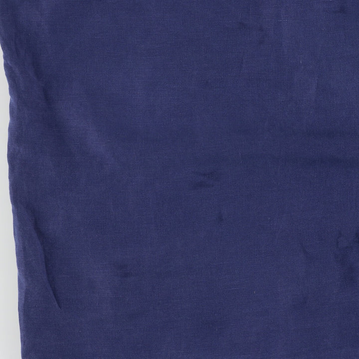 Big size Ralph Lauren POLO RALPH LAUREN short sleeve open collar linen shirt men's XXXL linen navy blue type Vintage Second Hand