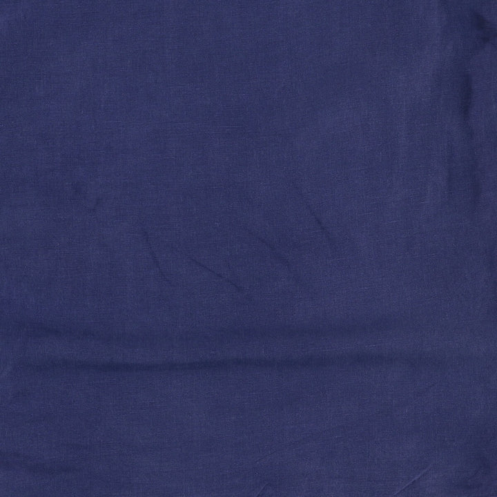 Big size Ralph Lauren POLO RALPH LAUREN short sleeve open collar linen shirt men's XXXL linen navy blue type Vintage Second Hand
