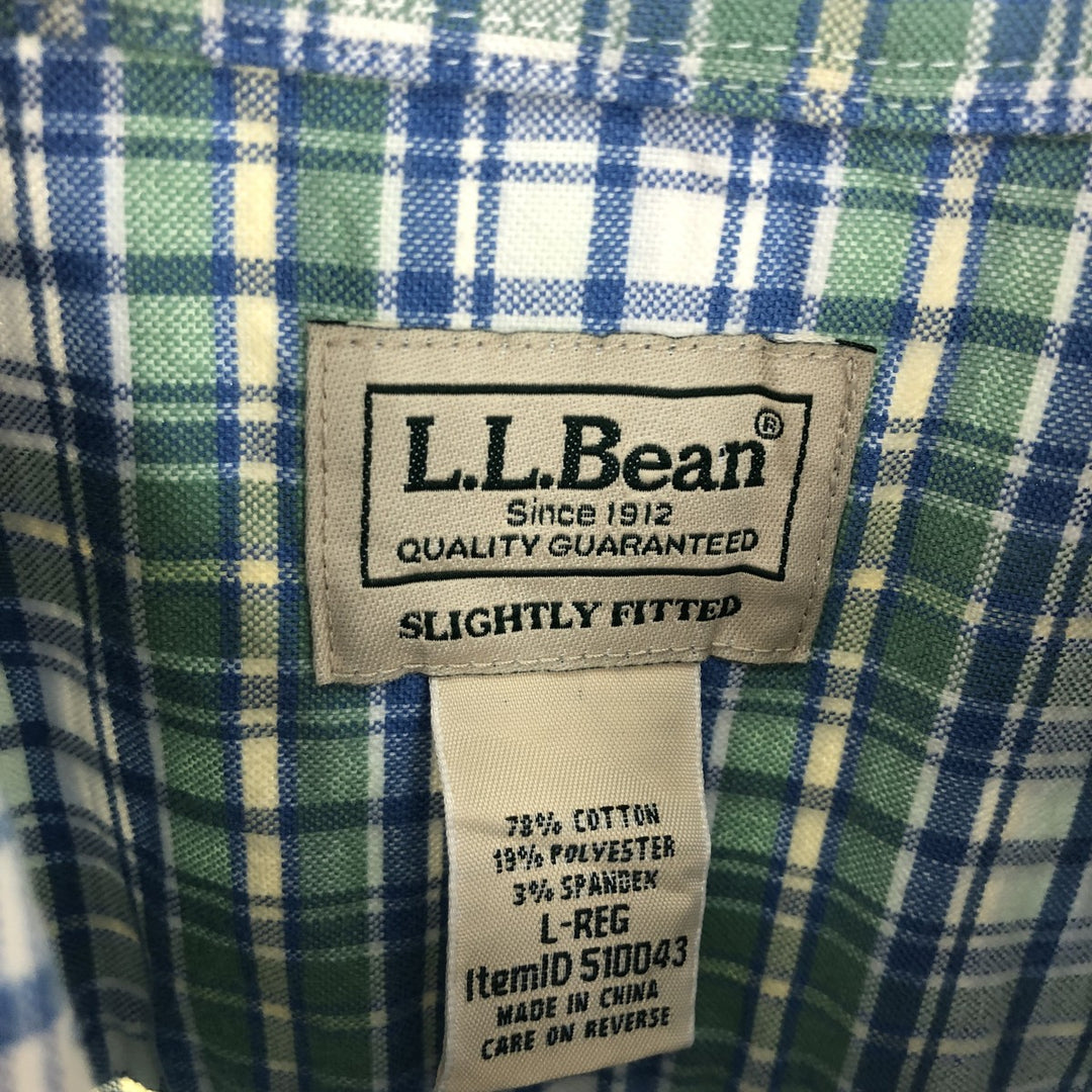 00'S LLBean SLIGHTLY FITTED Long Sleeve Button Down Check Shirt Men's L /eaa441875