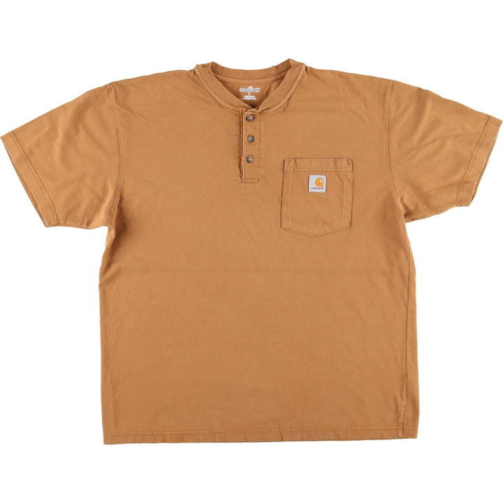 Carhartt Henley Neck Short Sleeve One Point Logo Pocket T-Shirt Men's L /eaa441927