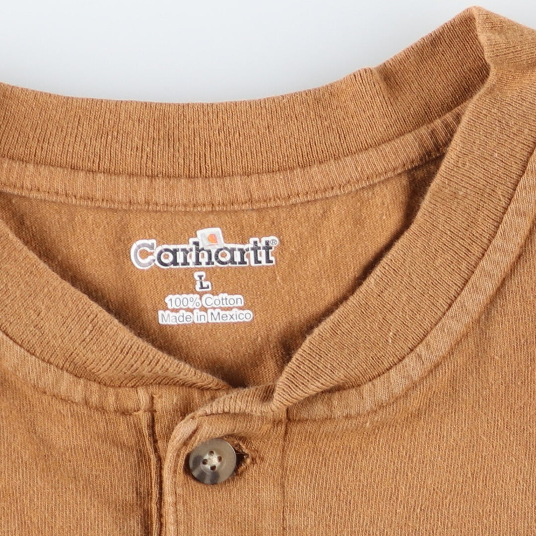 Carhartt Henley Neck Short Sleeve One Point Logo Pocket T-Shirt Men's L /eaa441927