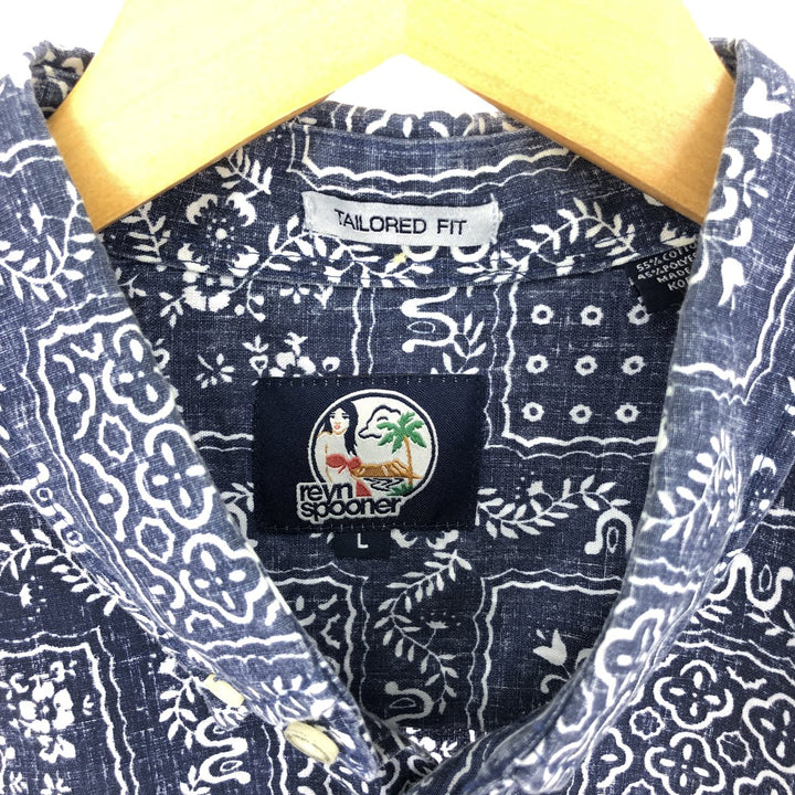 90'S Reyn Spooner Swimsuit Tag Bikini Tag All-Over Print Button-Down Hawaiian Aloha Shirt Men's L /eaa442044