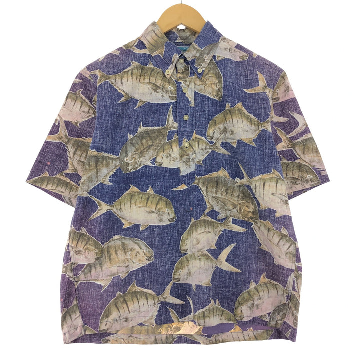 Reyn Spooner GYOTAKU BY NAOKI Fish Print Button Down Pullover Hawaiian Aloha Shirt Men's S /eaa442053