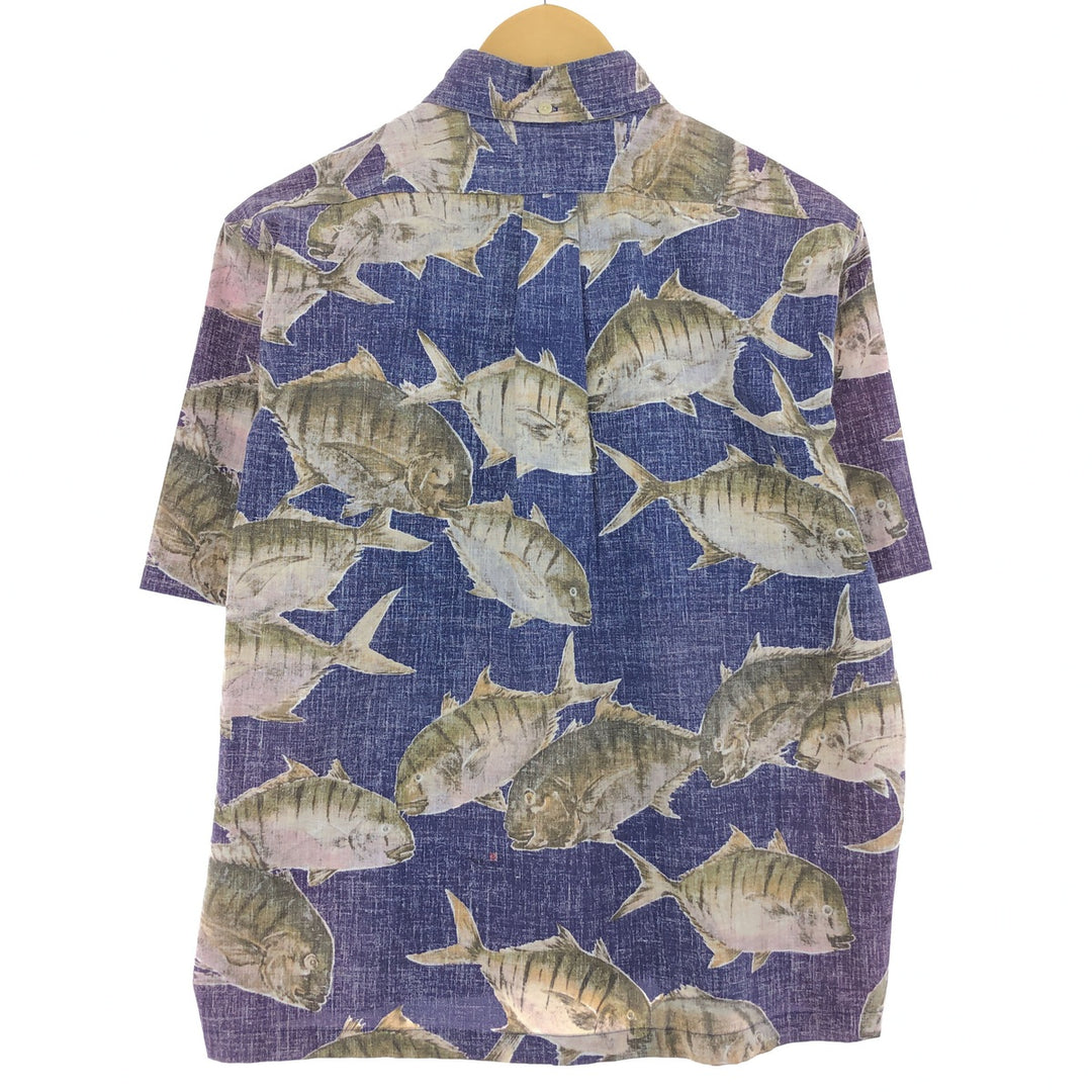 Reyn Spooner GYOTAKU BY NAOKI Fish Print Button Down Pullover Hawaiian Aloha Shirt Men's S /eaa442053