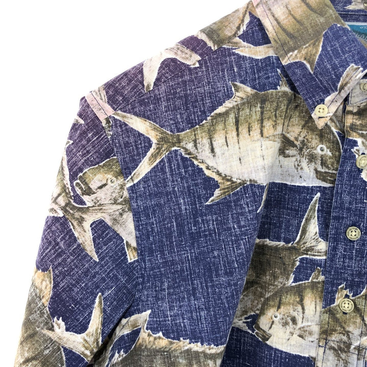 Reyn Spooner GYOTAKU BY NAOKI Fish Print Button Down Pullover Hawaiian Aloha Shirt Men's S /eaa442053