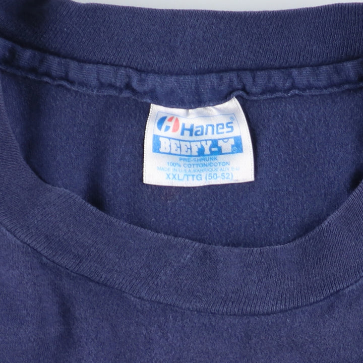 80'S Hanes BEEFY-T Blue Tag Back Print Advertising T-Shirt Made in USA Men's XXL Vintage /eaa442182