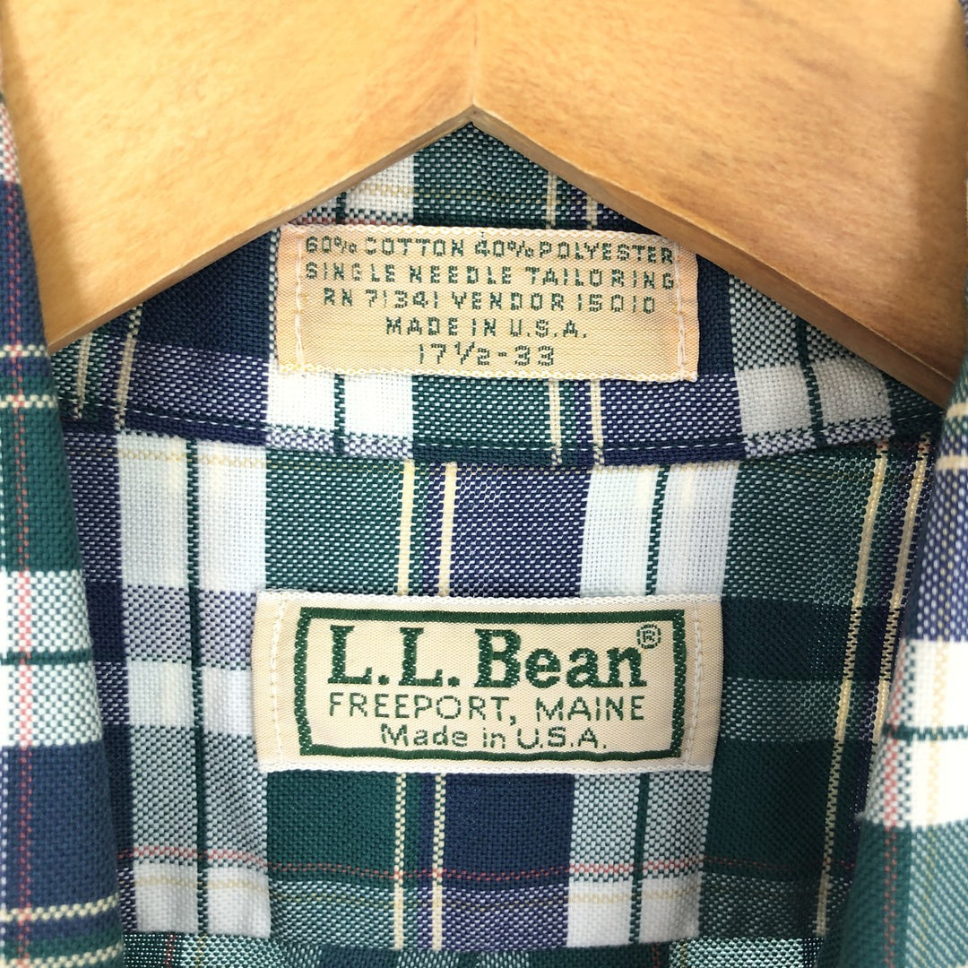 90'S LLBean Long Sleeve Button Down Check Shirt Made in USA Men's XL Vintage /eaa442335