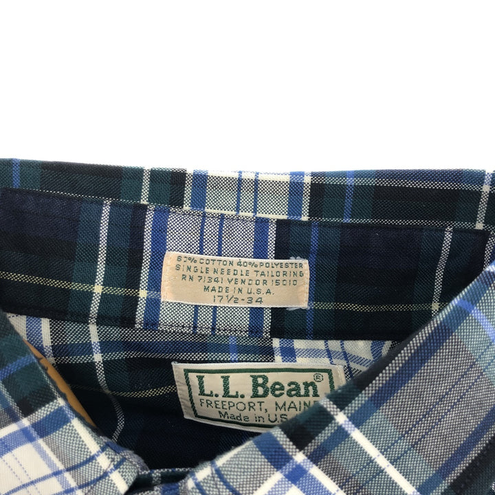 80'S LLBean FREEPORT, MAINE Long Sleeve Button Down Check Shirt Made in USA Men's XL /eaa442336