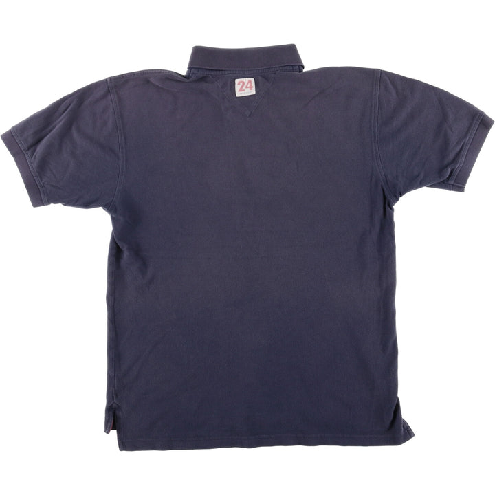 Tommy Hilfiger ATHLETICS short sleeve polo shirt, men's size L cotton navy blue type Vintage Second Hand
