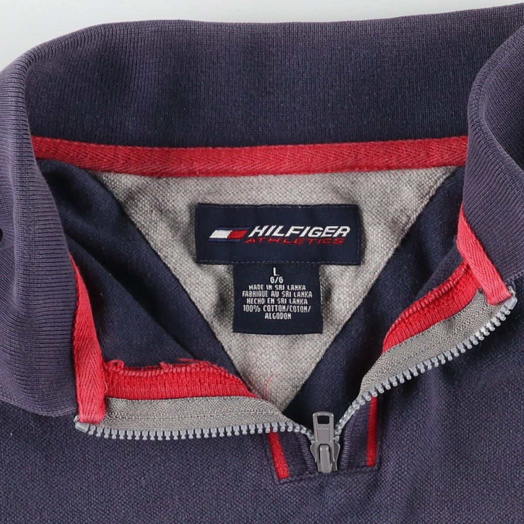 Tommy Hilfiger ATHLETICS short sleeve polo shirt, men's size L cotton navy blue type Vintage Second Hand