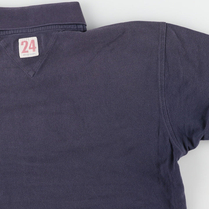 Tommy Hilfiger ATHLETICS short sleeve polo shirt, men's size L cotton navy blue type Vintage Second Hand