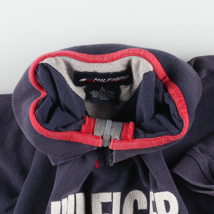 Tommy Hilfiger ATHLETICS short sleeve polo shirt, men's size L cotton navy blue type Vintage Second Hand