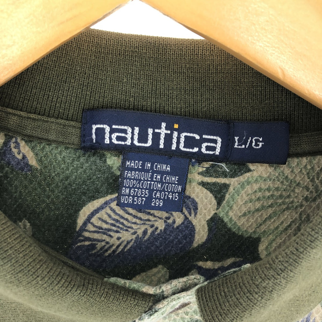 90'S NAUTICA floral short sleeve polo shirt men's L vintage /eaa442414