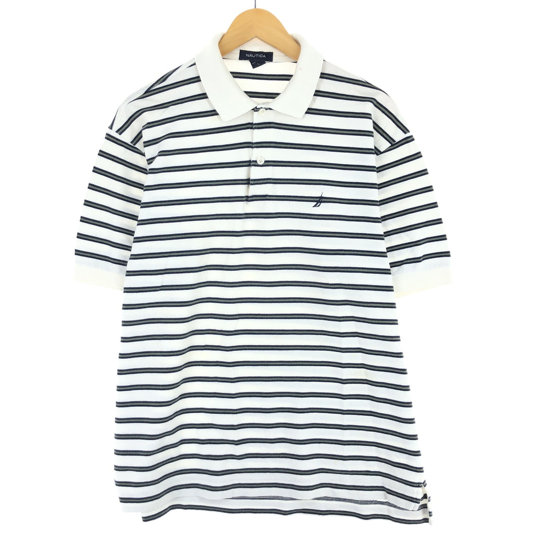 NAUTICA Short Sleeve Striped Polo Shirt Men's L /eaa442416