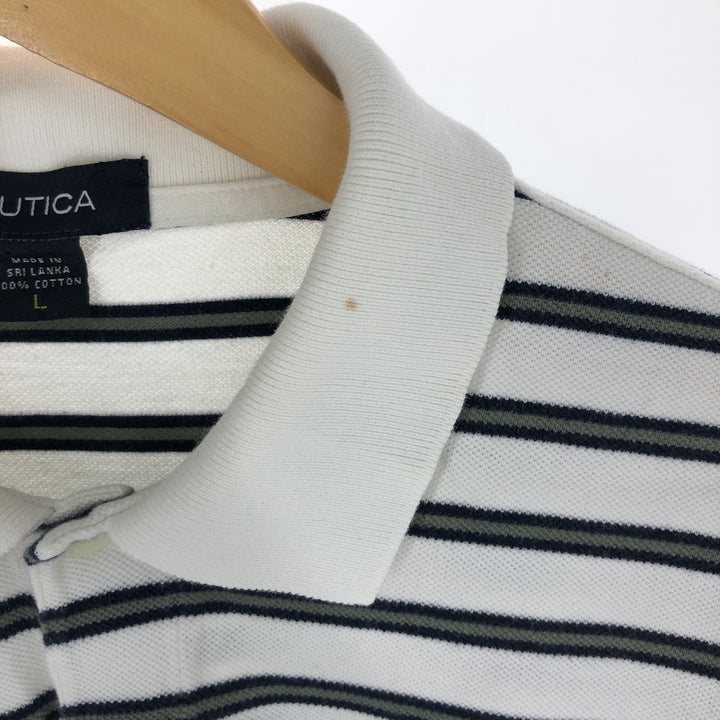 NAUTICA Short Sleeve Striped Polo Shirt Men's L /eaa442416