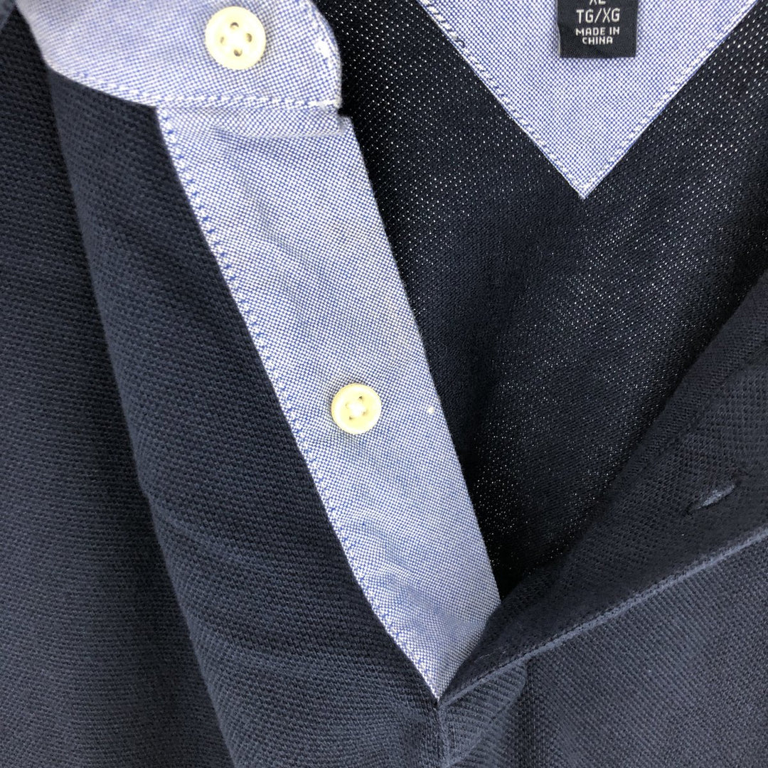 90'S Tommy Hilfiger short sleeve polo shirt men's XL vintage cotton navy blue type Vintage Second Hand