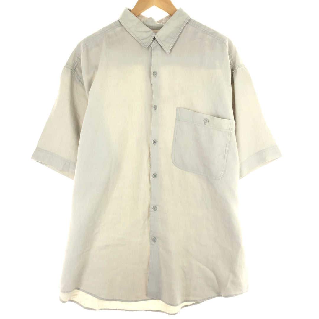 GOOUCH Short Sleeve Linen Shirt Men's XL Regular Collar /eaa442573