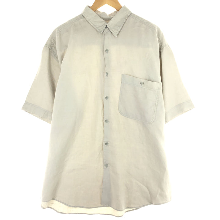 GOOUCH Short Sleeve Linen Shirt Men's XL Regular Collar /eaa442573