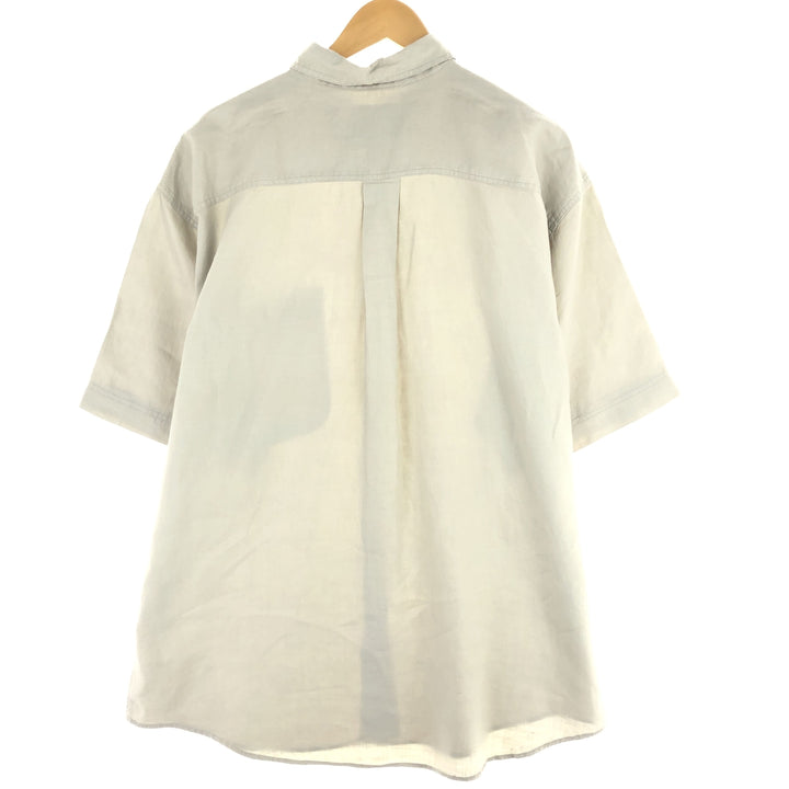 GOOUCH Short Sleeve Linen Shirt Men's XL Regular Collar /eaa442573