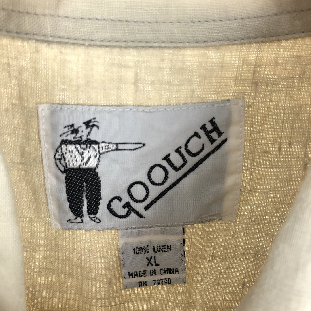 GOOUCH Short Sleeve Linen Shirt Men's XL Regular Collar /eaa442573