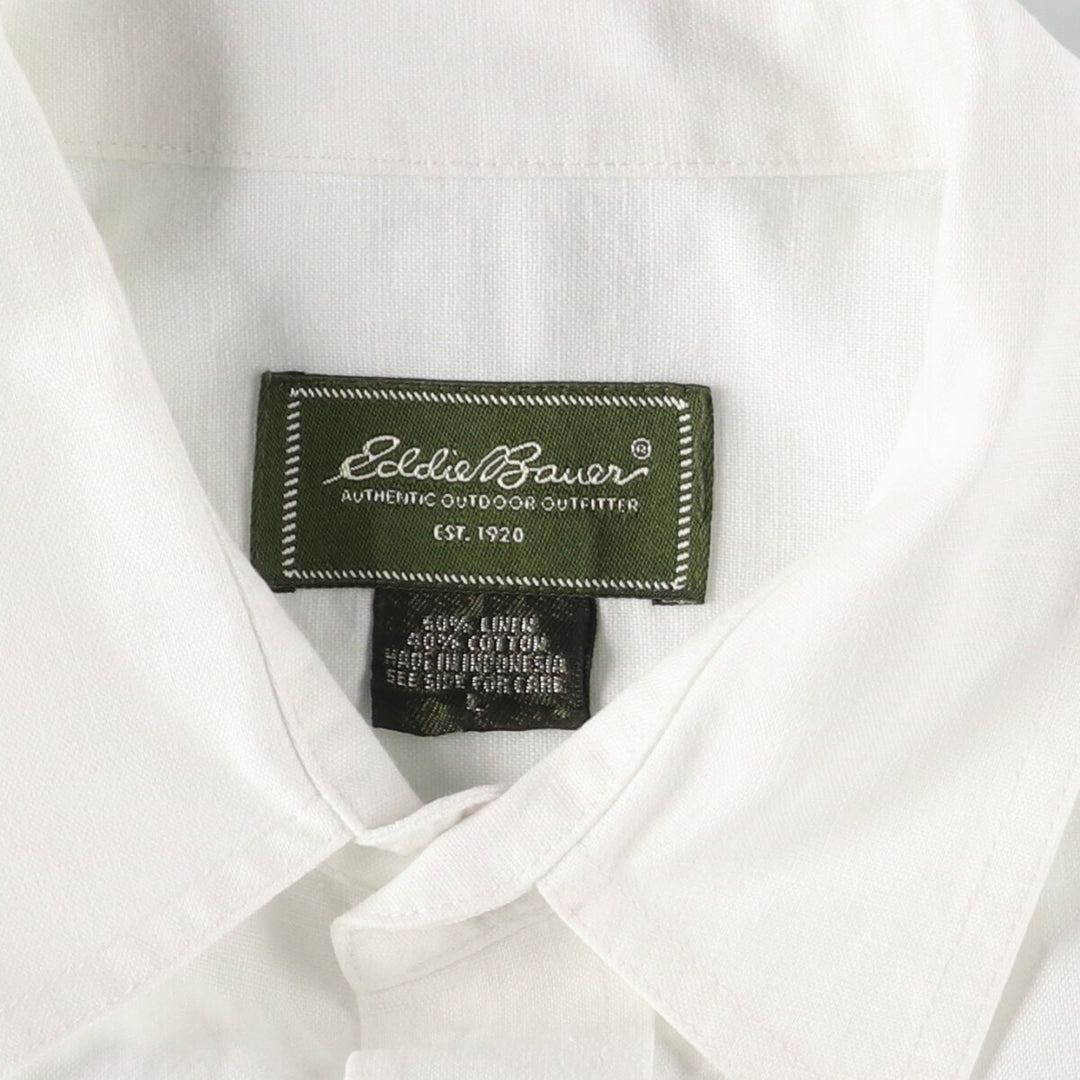 Eddie Bauer AUTHENTIC OUTDOOR OUTFITTER short sleeve linen shirt, men's L /eaa442578