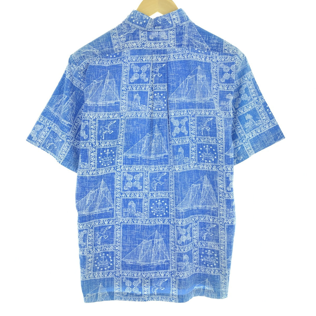 80'S Reyn Spooner Gold Tag Lahaina Sailor Pullover Button-Down Hawaiian Aloha Shirt Men's M /eaa442617