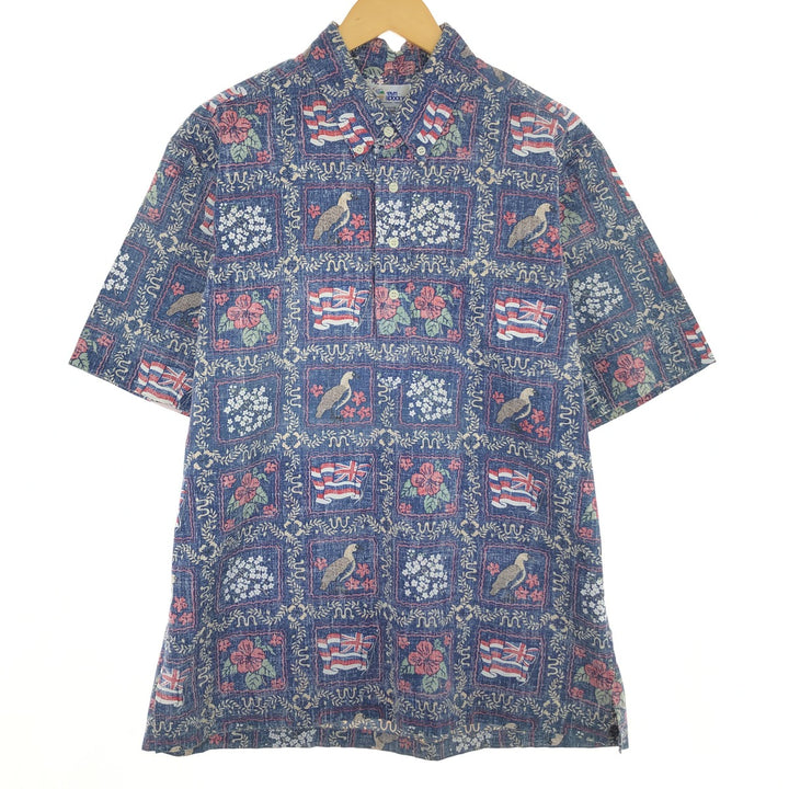 90'S Reyn Spooner Swimwear Tag Lahaina Sailor Pullover Button-Down Hawaiian Aloha Shirt Made in Hawaii Men's L /eaa442628