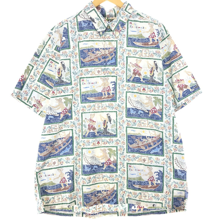 Reyn Spooner MELE KALIKIMAKA All-over Print Pullover Button-Down Hawaiian Aloha Shirt Made in Hawaii Men's XXL /eaa442651