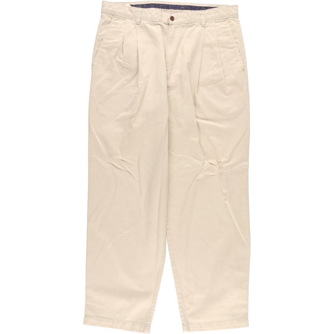 90'S DOCKERS Two-pleat Chino Pants for Men, W34, Vintage cotton Beige type Vintage Second Hand