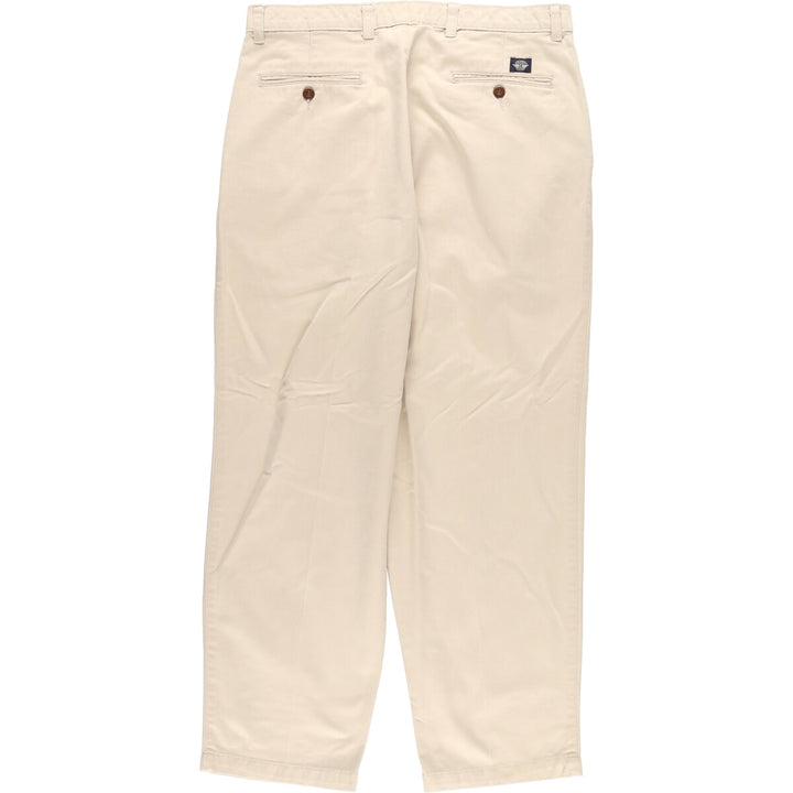 90'S DOCKERS Two-pleat Chino Pants for Men, W34, Vintage cotton Beige type Vintage Second Hand