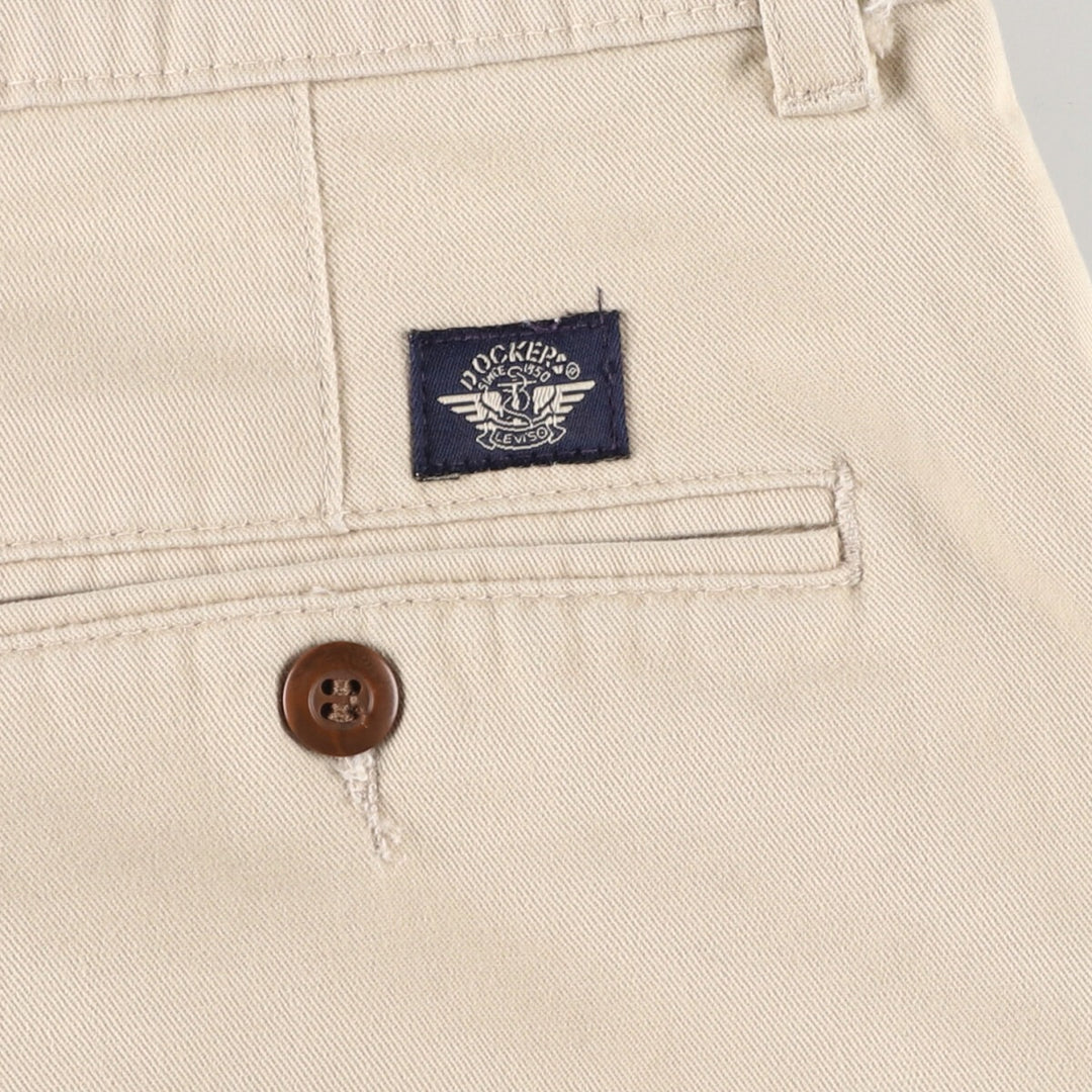 90'S DOCKERS Two-pleat Chino Pants for Men, W34, Vintage cotton Beige type Vintage Second Hand