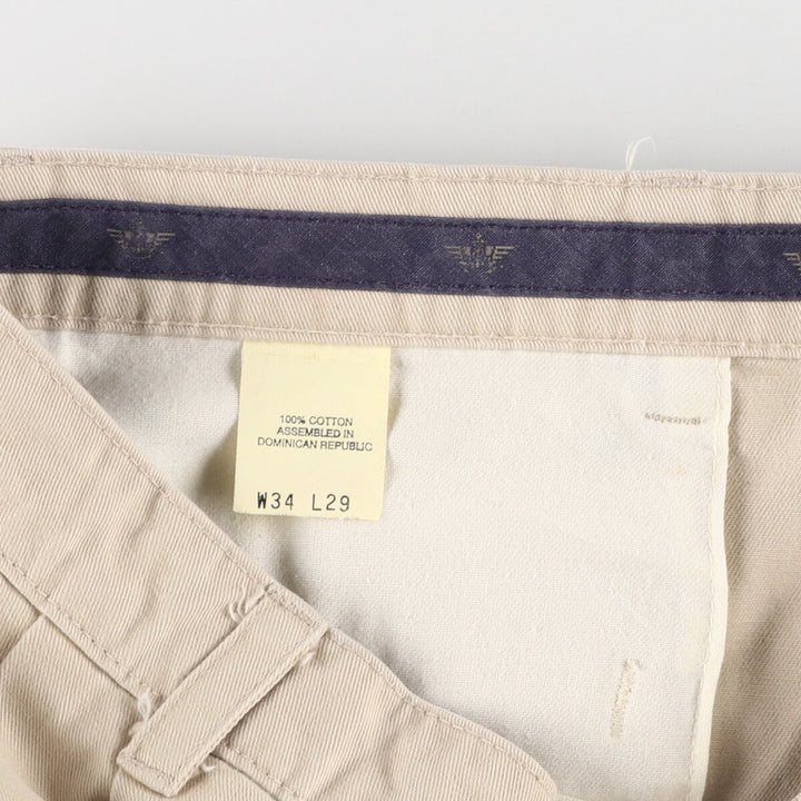 90'S DOCKERS Two-pleat Chino Pants for Men, W34, Vintage cotton Beige type Vintage Second Hand