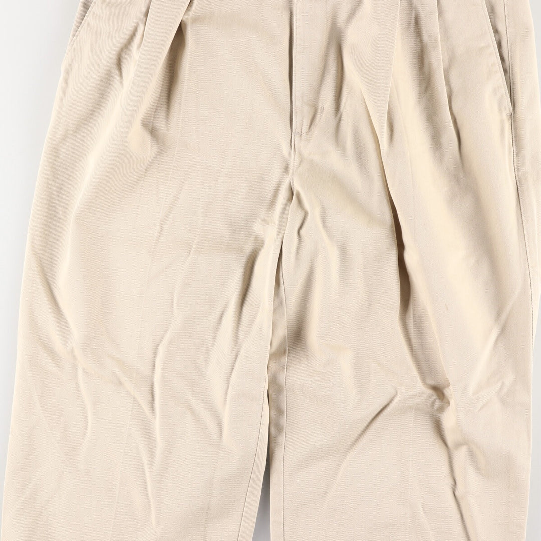 90'S DOCKERS Two-pleat Chino Pants for Men, W34, Vintage cotton Beige type Vintage Second Hand
