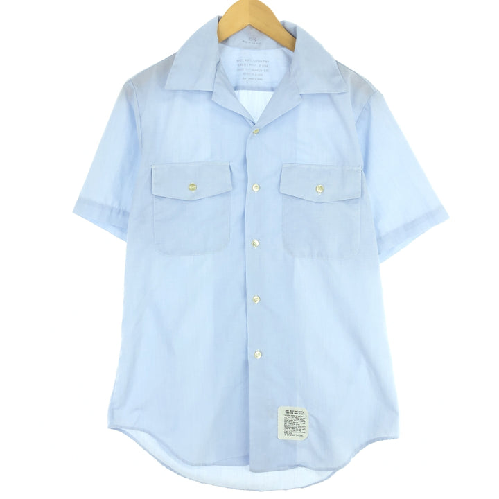 1970'S US military genuine SHIRT, MAN'S, POLY/COTTON open collar short sleeve military shirt made in USA 15 1/2 men's M vintage /eaa443002