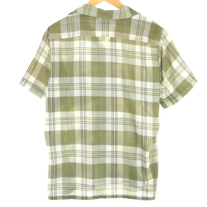 60's Arrow Check Pattern Short Sleeve Open Collar Shirt Made in USA Men's M Vintage /eaa443003