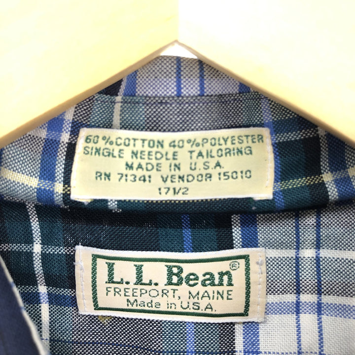 LLBean Short Sleeve Button-Down Check Shirt Made in USA Men's XL /eaa443061