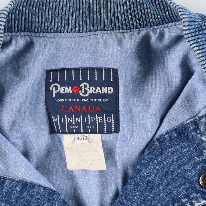 PEM BRAND Denim Varsity Jacket Made in Canada Men's XL /eaa443076