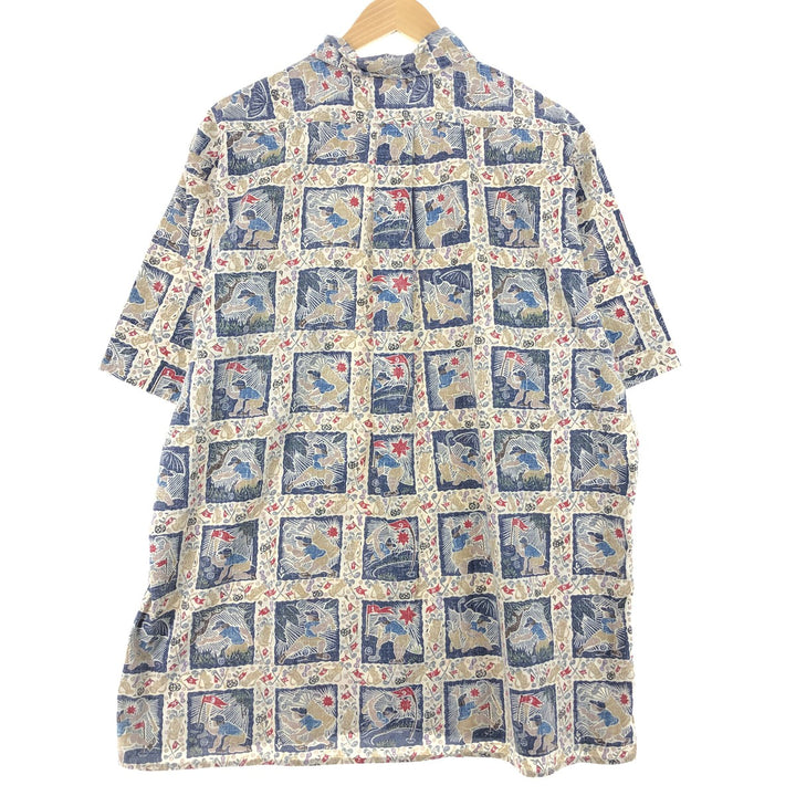 Reyn Spooner Dietrich Variez Collection All-Over Print Golf Pattern Button-Down Hawaiian Aloha Shirt Made in Hawaii Men's XXL /eaa443115