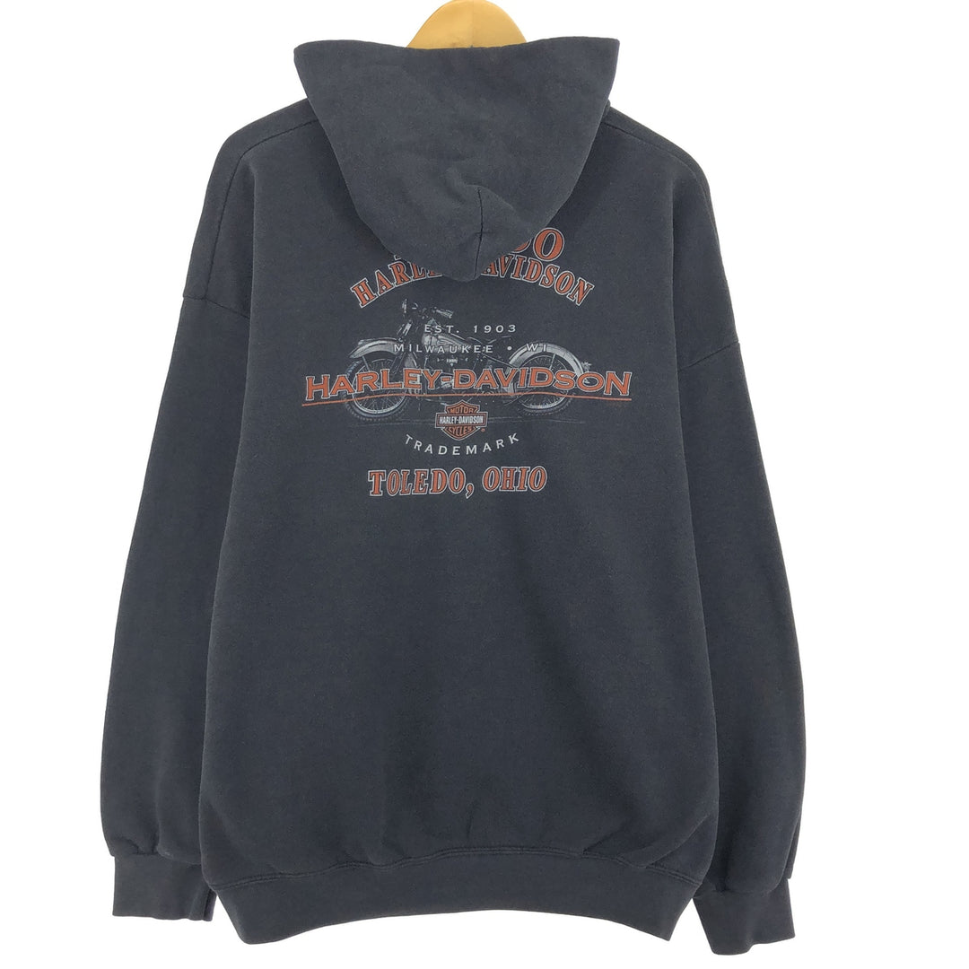 00'S Harley-Davidson Back Print Sweat Full Zip Hoodie Men's XXL /eaa443246