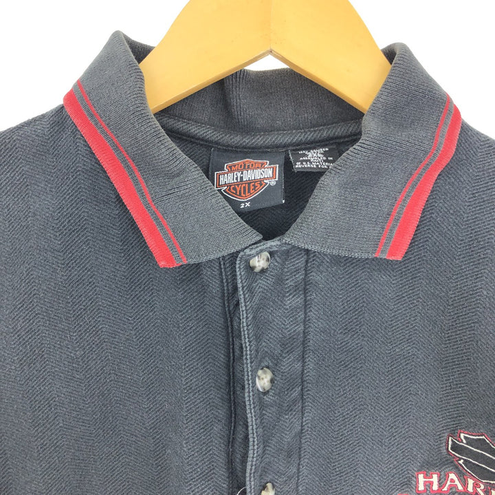 90'S Harley-Davidson Herringbone Short Sleeve Polo Shirt Men's XXL Vintage /eaa443467