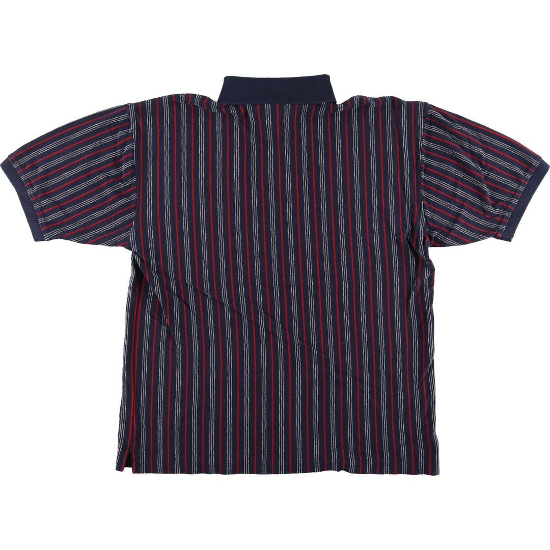 90'S Tommy Hilfiger short sleeve striped polo shirt men's XXL vintage cotton navy blue type Vintage Second Hand
