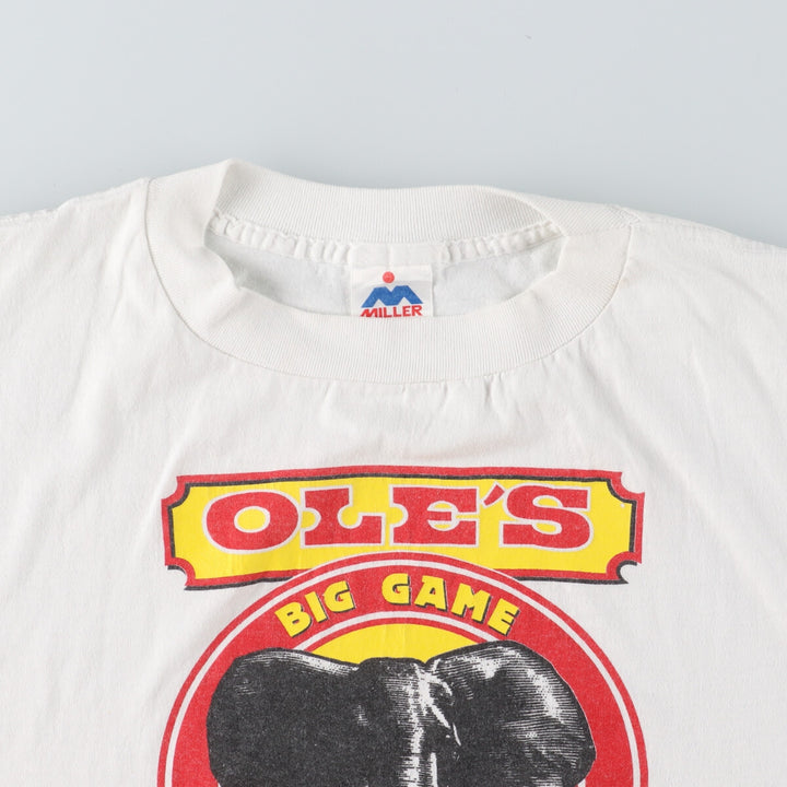 90'S MILLER Ole's Big Game Advertising T-shirt Made in USA Men's XL Vintage /eaa443578