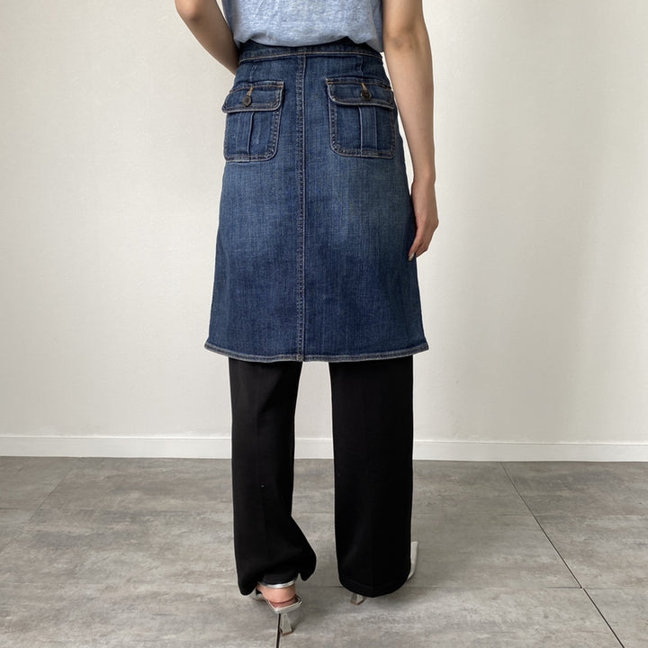 LANDS' END denim half-length tight skirt 6 ladies XL (w31) /eaa443682