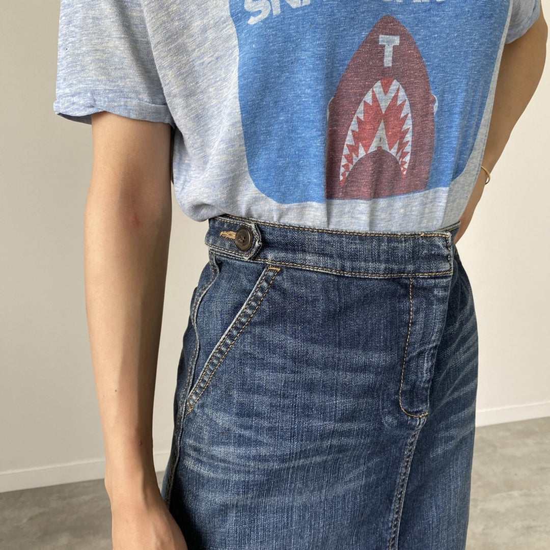 LANDS' END denim half-length tight skirt 6 ladies XL (w31) /eaa443682