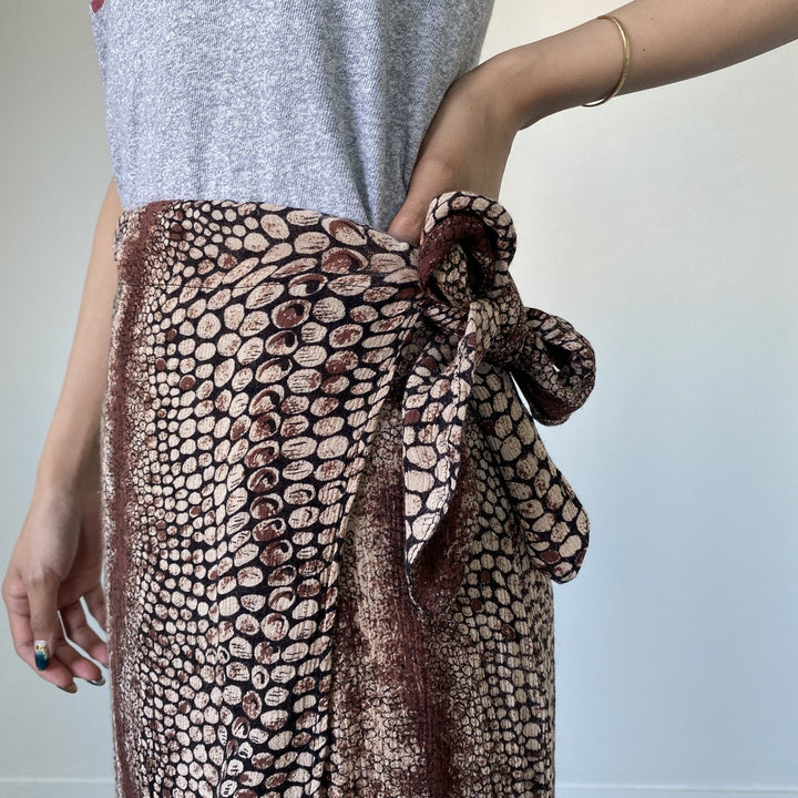 REVUE All-over Animal Pattern Crepe Long Wrap Skirt Women's M /eaa443686